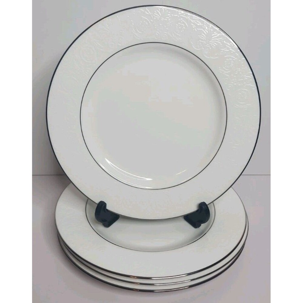 Set Of 4 Lenox Artemis Fine Bone China Salad Plate 8 Inch Platinum Rim